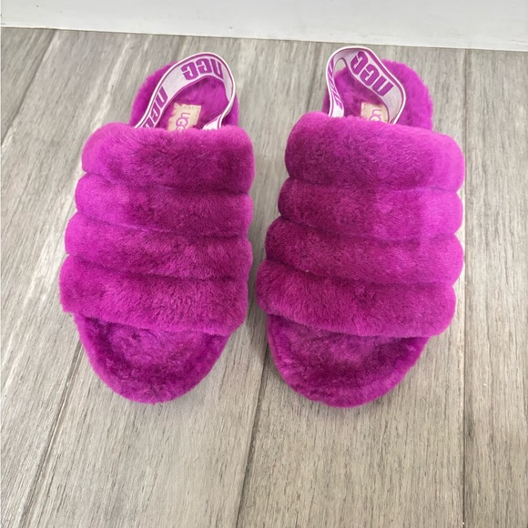UGG BERRYLICIOUS MOCASSIN Slides Platform Shearling Slippers Logo Strap Sandals - Picture 3 of 10